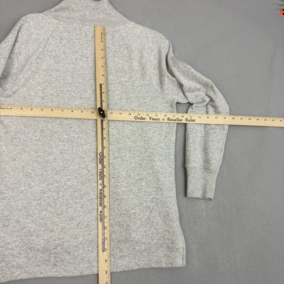J.Crew Sweatshirt Womens Small Gray Button Shoulder Mock Neck Raglan Fleece - Picture 8 of 10